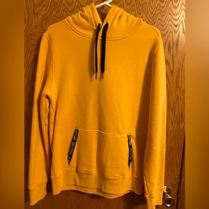 Hollister Mens Yellow Hoodie Black Hollister Taping Logo